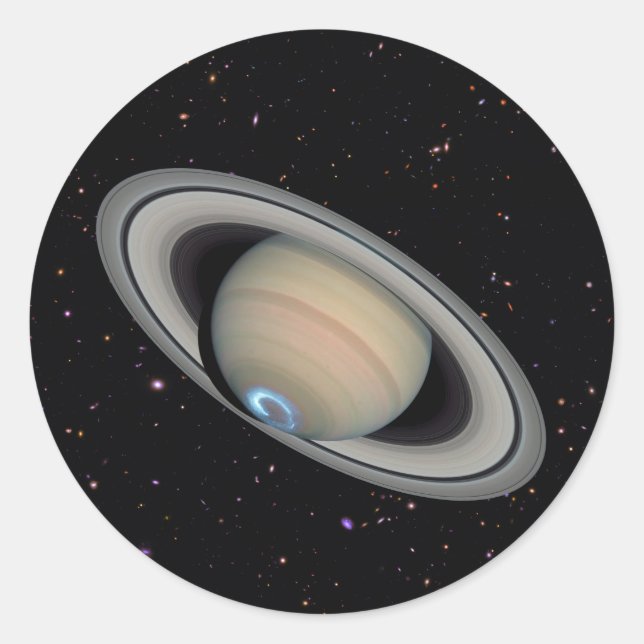 Pegatina Redonda Planet Saturn Starry Sky (Anverso)