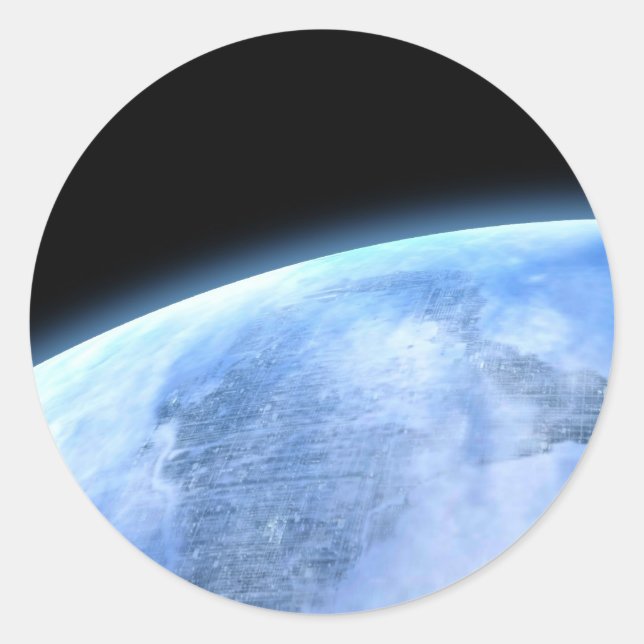 Pegatina Redonda planeta azul (Anverso)