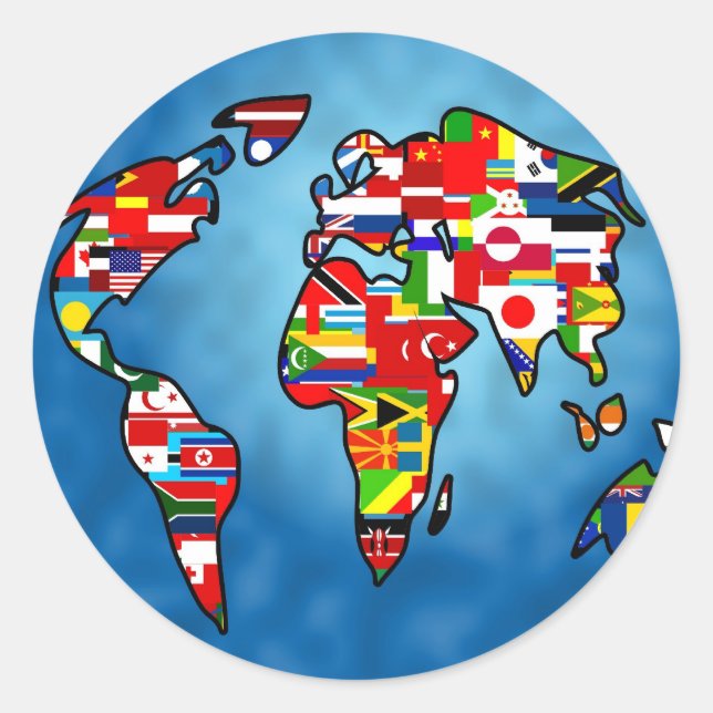 Pegatina Redonda Planeta de bandera (Anverso)