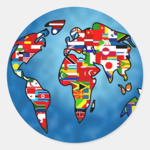 Pegatina Redonda Planeta de bandera