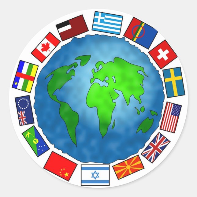 Pegatina Redonda Planeta de bandera (Anverso)