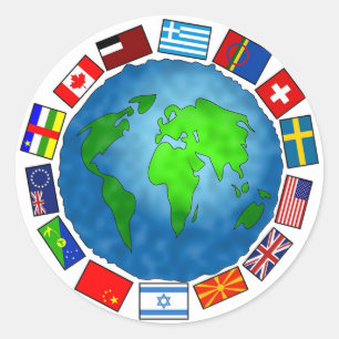 Pegatina Redonda Planeta de la bandera