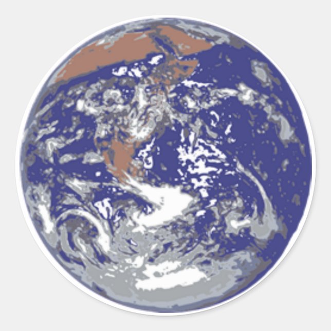 Pegatina Redonda Planeta Tierra (Anverso)