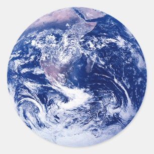 Pegatina Redonda Planeta Tierra asombrosa imagen espacial