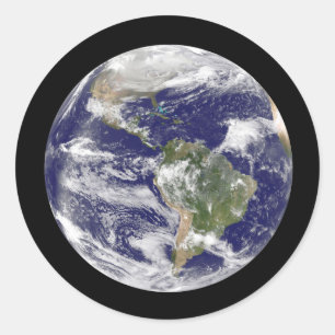 Pegatina Redonda Planeta Tierra en el espacio ultraterrestre Globo