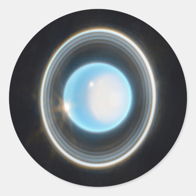 Pegatina Redonda Planeta Urano con Rings JWST Image (Anverso)