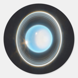 Pegatina Redonda Planeta Urano con Rings JWST Image