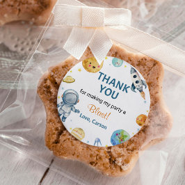 Pegatina Redonda Planetas del espacio exterior Boy Birday Party Peg