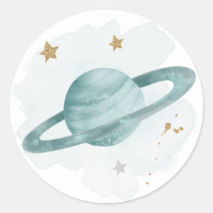 Pegatina Redonda Planetas del espacio exterior Galaxy Favor Regalo