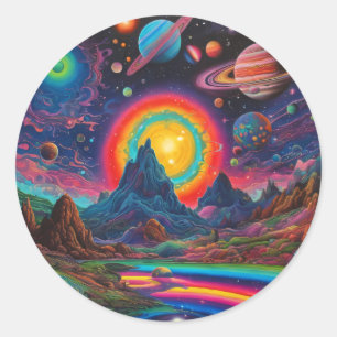 Pegatina Redonda Planetas salvajes 2