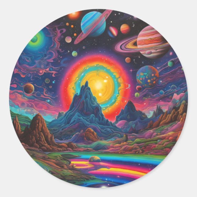 Pegatina Redonda Planetas salvajes 2 (Anverso)