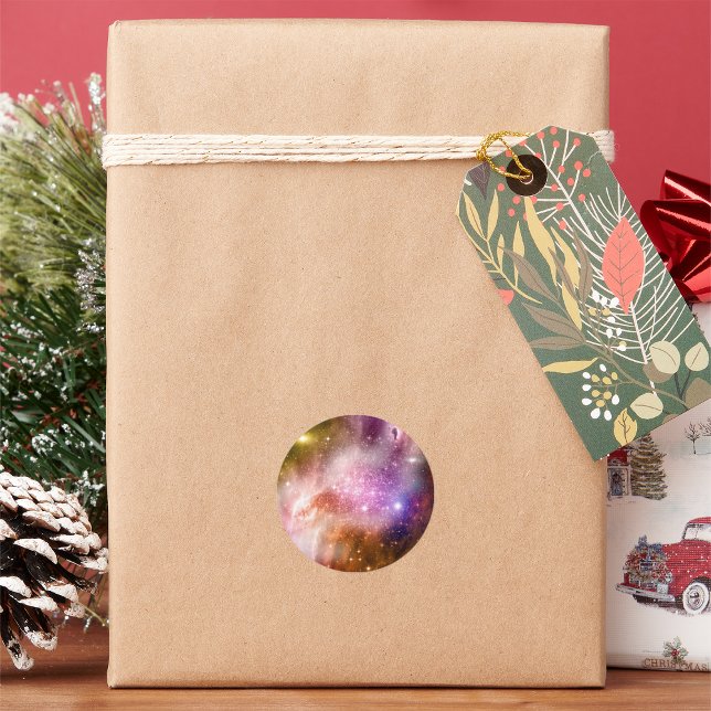 Pegatina Redonda Planetas Y Galaxia (Subido por el creador)