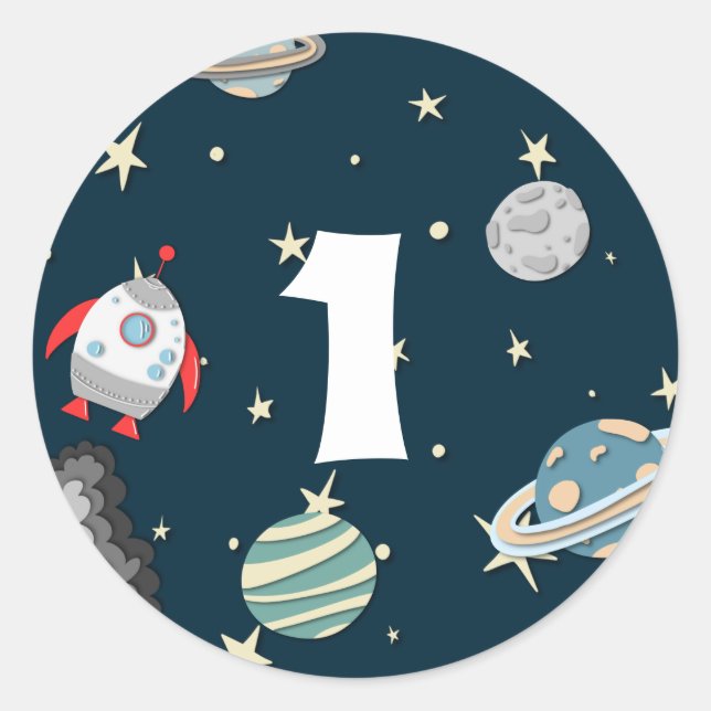 Pegatina Redonda Planetas y galaxias del espacio ultraterrestre pri (Anverso)