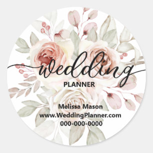 Pegatina Redonda PLANIFICADOR DE BODAS Floral Precioso
