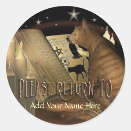 Pegatina Redonda Planilla de biblioteca de clases de gatos para est