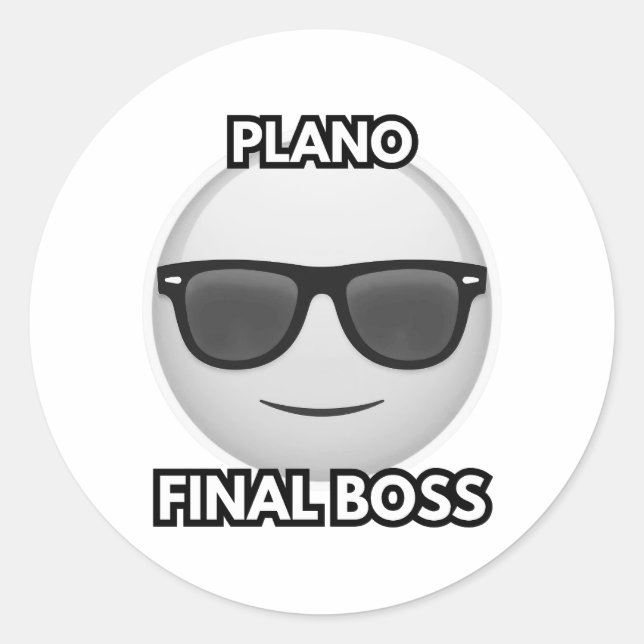 Pegatina Redonda Plano Final Boss Cool Face Emoji (Anverso)