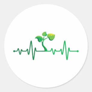 Pegatina Redonda Plant Heartbeat - Planta Botánica de Jardinería Bo