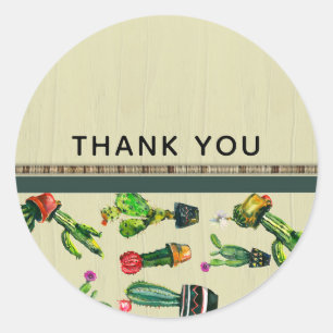 Pegatina Redonda Planta Cactus del Suroeste Favor Rústico Natural