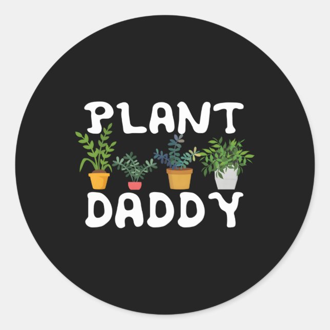 Pegatina Redonda Planta Daddy Landscag Gardening Gardenerers (Anverso)
