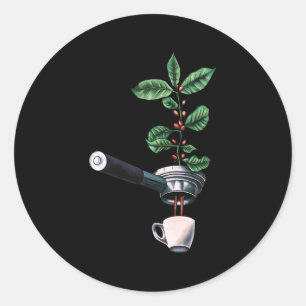 Pegatina Redonda Planta de café Espresso Barista
