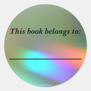 Pegatina Redonda Planta de libros de fantasías arcoiris