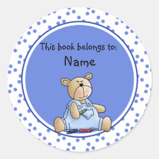 Pegatina Redonda Planta de libros para bebés de peluche