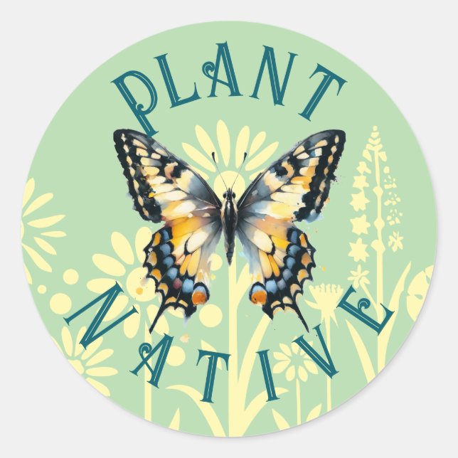 Pegatina Redonda Planta nativa (Anverso)