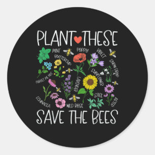 Pegatina Redonda Plantar estas abejas salven el apoyo del Día de la