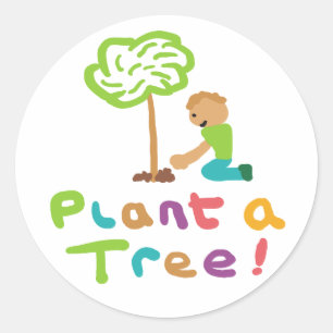 Pegatina Redonda Plantar un árbol