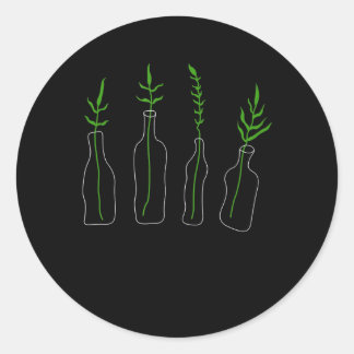 Pegatina Redonda plantas en botellas botellas botánicas ciencia bot