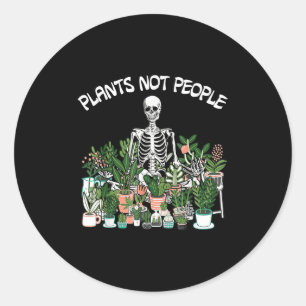 Pegatina Redonda Plantas no personas esqueletón divertidos jardines