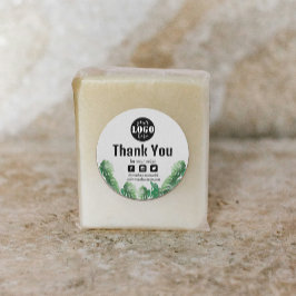 Pegatina Redonda Plantas Verdes de Acuarela Gracias