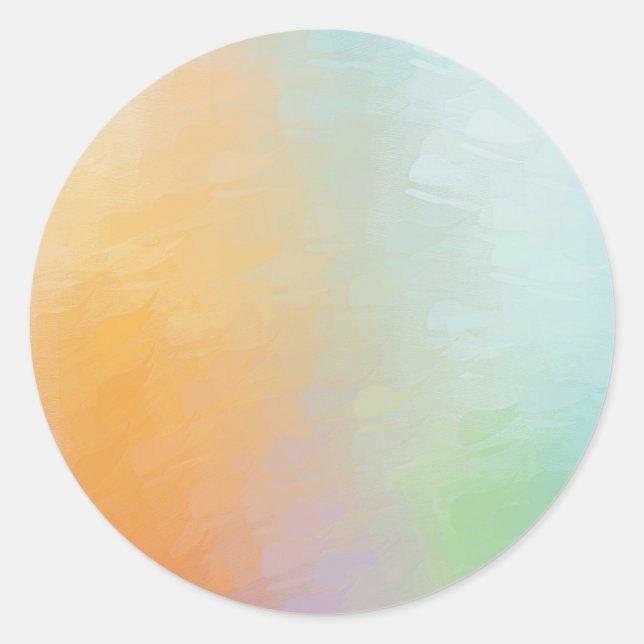 Pegatina Redonda Plantilla azul amarillo rosado Resumen en blanco (Anverso)