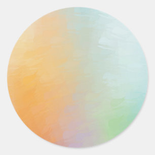 Pegatina Redonda Plantilla azul amarillo rosado Resumen en blanco