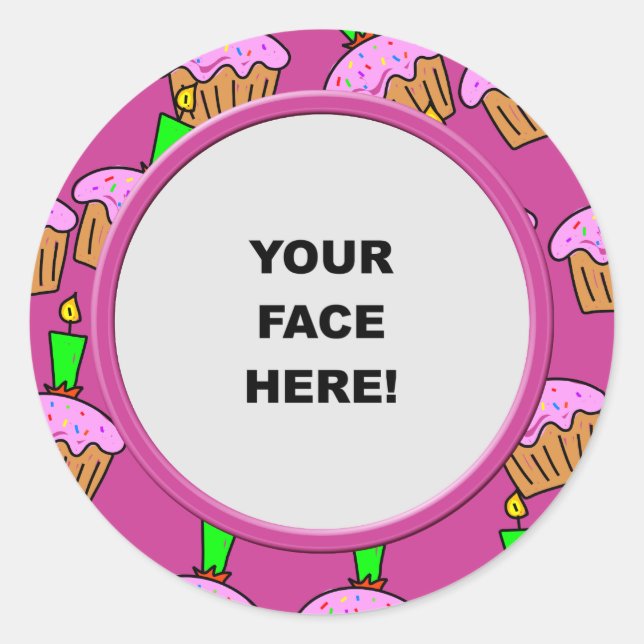 Pegatina Redonda Plantilla, borde de tarta (Anverso)