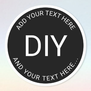 Pegatina Redonda Plantilla circular de texto y borde DIY simple y f