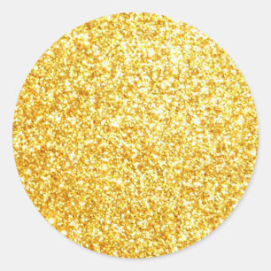 Pegatina Redonda Plantilla Clásica Brillante de Oro Glamurosa