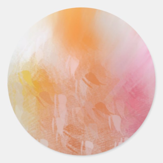 Pegatina Redonda Plantilla Colorida Abstracta Rosa Rojo Amarillo Az (Anverso)