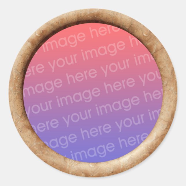 Pegatina Redonda Plantilla de borde de marco de ladrillo (3d efecto (Anverso)