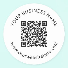 Pegatina Redonda Plantilla de código QR cargada con texto editable