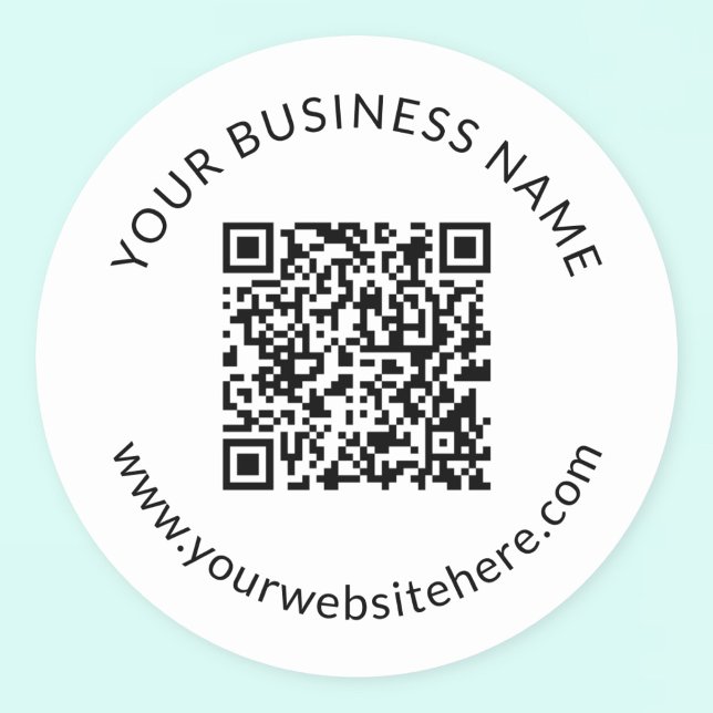Pegatina Redonda Plantilla de código QR cargada con texto editable (Subido por el creador)