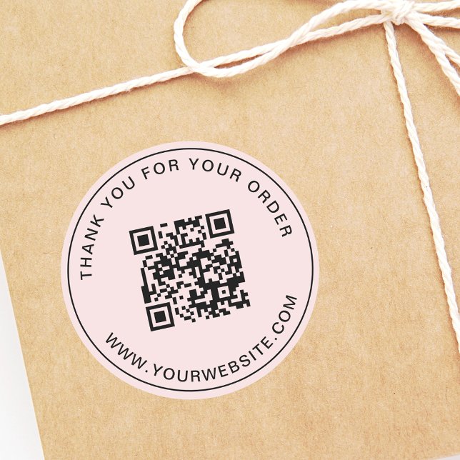 Pegatina Redonda Plantilla de código QR de negocios Gracias Rosa (Subido por el creador)