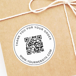 Pegatina Redonda Plantilla de código QR de negocios Gracias Rosa