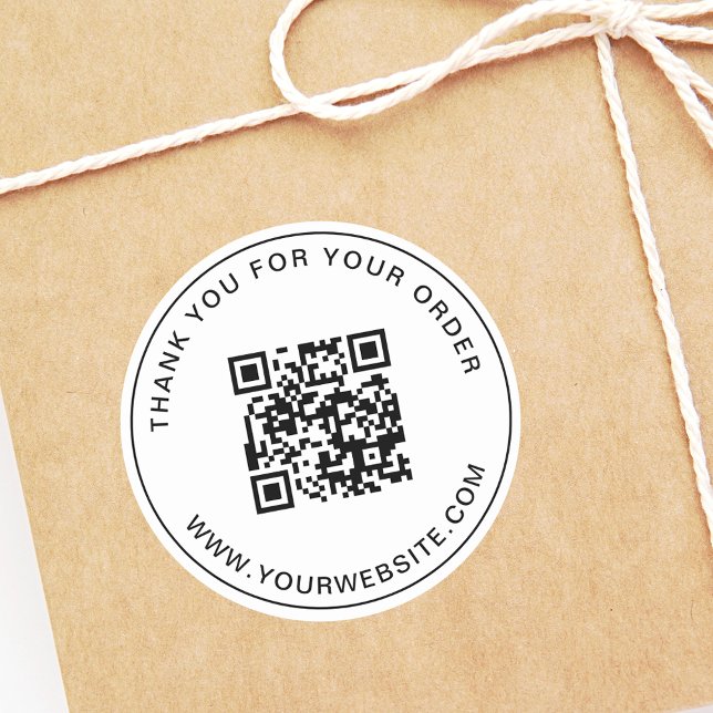 Pegatina Redonda Plantilla de código QR de negocios Gracias Rosa (Subido por el creador)