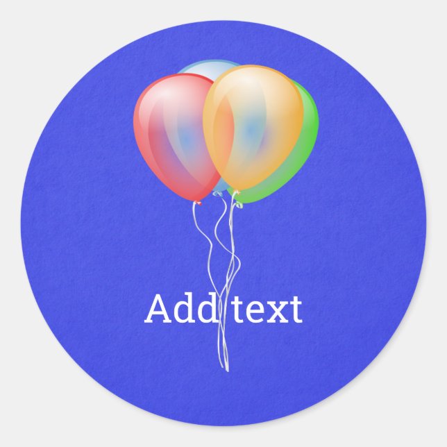 Pegatina Redonda Plantilla de cuatro globos, (Anverso)