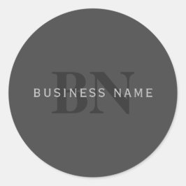 Pegatina Redonda Plantilla de diseño de monograma editable en gris 