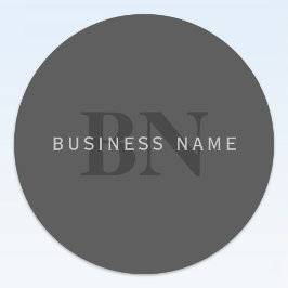 Pegatina Redonda Plantilla de diseño de monograma editable gris osc