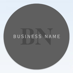 Pegatina Redonda Plantilla de diseño de monograma editable gris osc