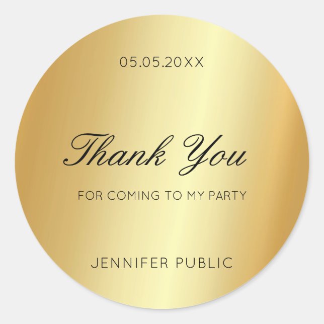Pegatina Redonda Plantilla de glamour de agradecimiento de texto de (Anverso)