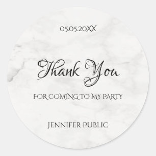 Pegatina Redonda Plantilla de guión manuscrita de agradecimiento Ma